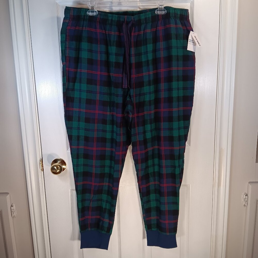 NWT Old Navy Men's Lounge Pants Size XL Green Blue Plaid Sleep